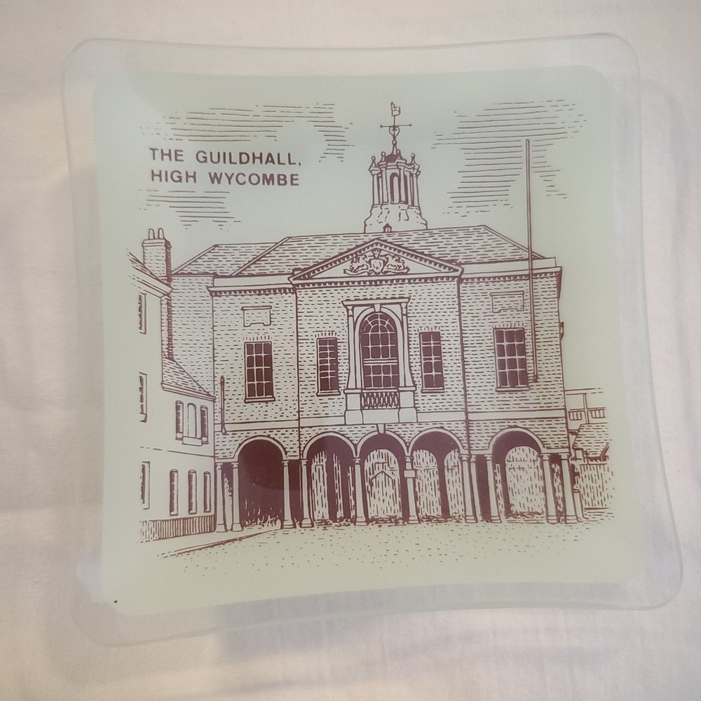 Vintage Glass Dish Guildhall High Wycombe‎ Buckinghamshire England Souvenir UK